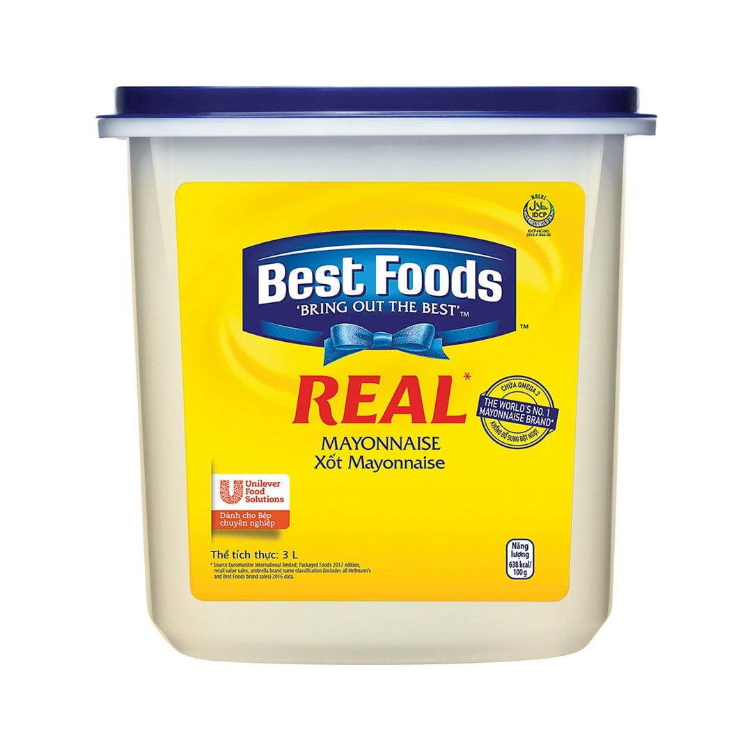 Best Foods Xốt Real Mayonnaise 3L - Best Foods Real Mayonnaise mang lại hương vị béo ngậy, đậm đặc và kết dính hoàn hảo cho món salad của bạn